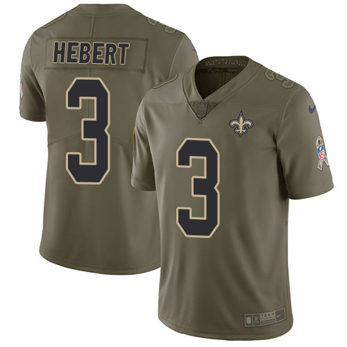 Nike Saints #3 Bobby Hebert Olive Men's Stitched NFL Limited Salute To Service Jersey - Click Image to Close